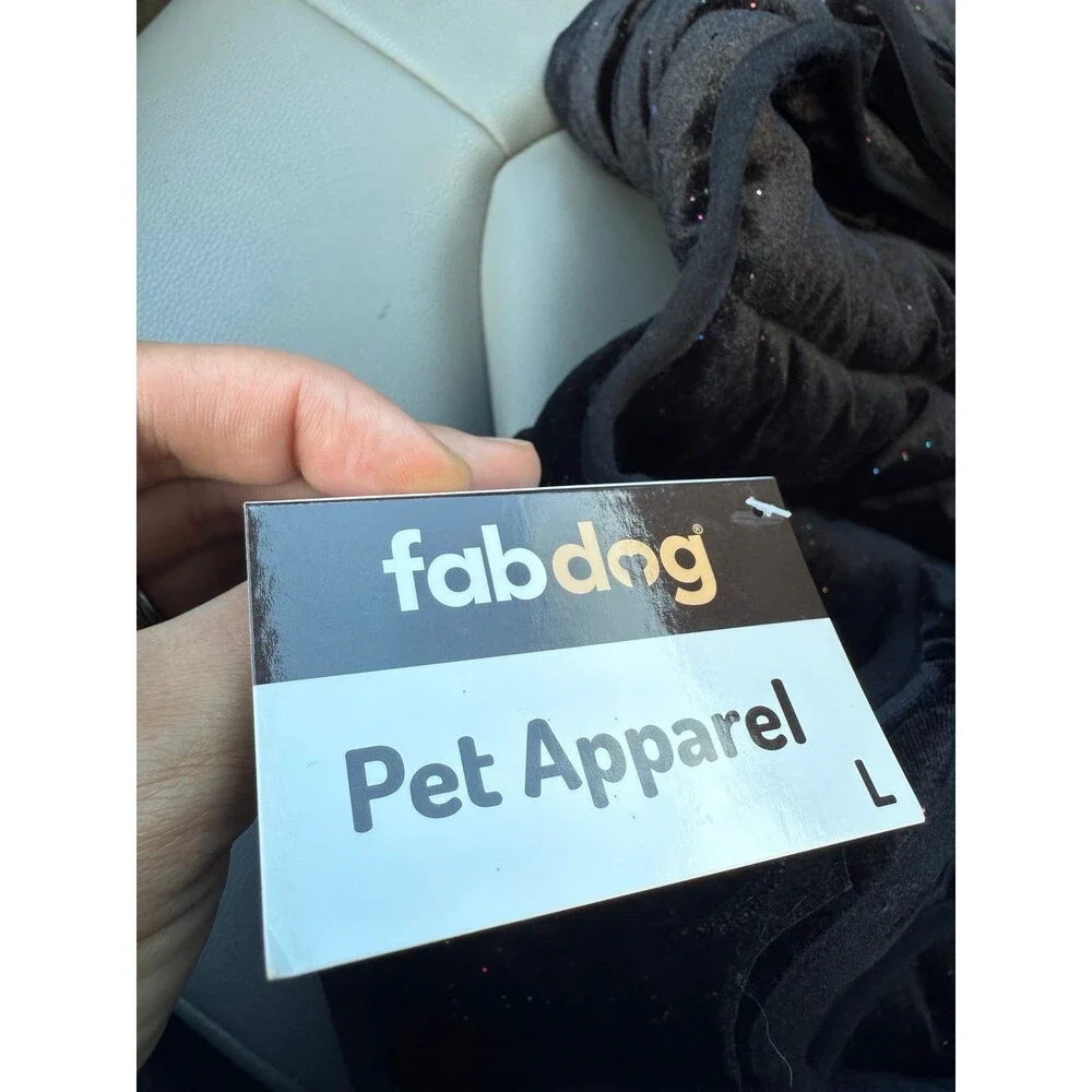 NWT, Fabdog Dog Puffer Jacket, Black, Sparkling/Glittery Large